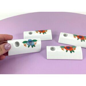 Vintage 70s mini candle holders, porcelain, West Germany Funny Design, set of 4